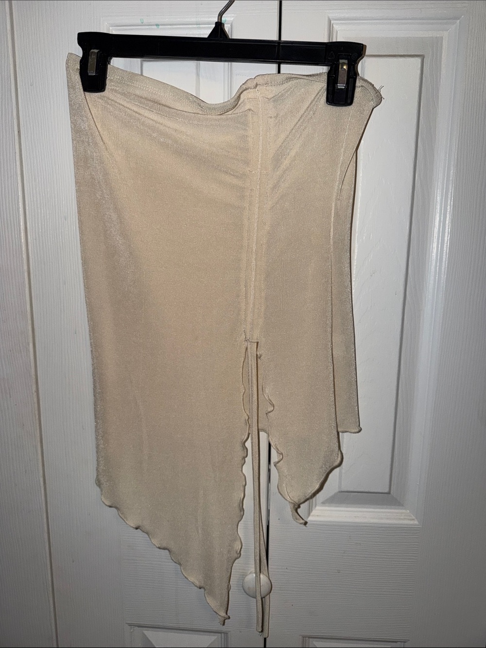 Fashion Nova Cream Asymmetrical Wrap Top